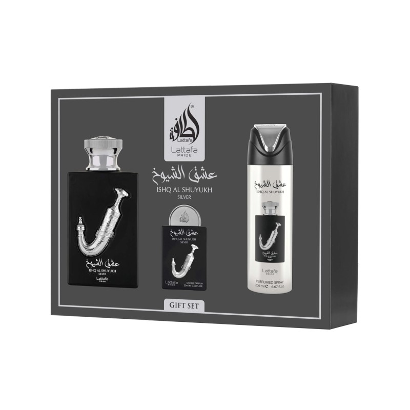 Lattafa Pride Ishq Al Shuyukh Silver EDP 100 ml + EDP 20 ml + DEO VAPO 200 ml kvepalai unisex