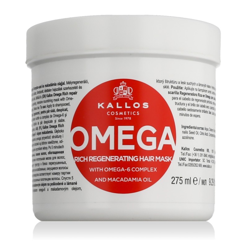 Kallos Omega Rich Repair Hair Mask With Omega-6 Complex And Macadamia Oil 275 ml