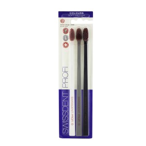 Swissdent Colours Soft-Medium Toothbrushes (white, gray, black) 3 pcs