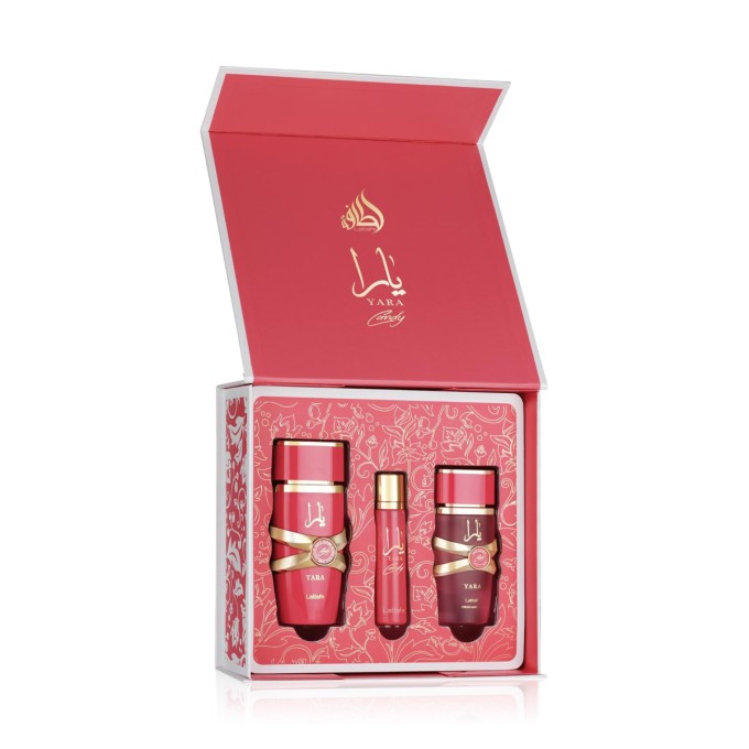 Lattafa Yara Candy EDP 100 ml + EDP MINI 12 ml + Hair Mist 50 ml (woman)