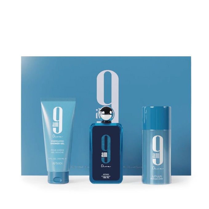 Afnan 9 am Dive EDP 100 ml + DEO VAPO 150 ml + SG 150 ml (unisex)