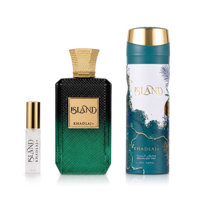 Khadlaj Island Extrait de Parfum 100 ml + DEO VAPO 200 ml + Extrait de Parfum MINI 8 ml unisex