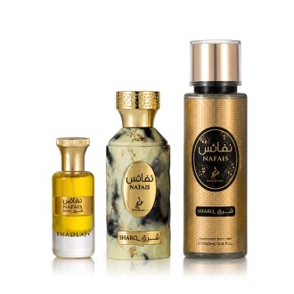 Khadlaj Nafais Sharq EDP 100 ml + Perfumed Oil 24 ml + Bodyspray 250 ml unisex