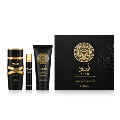 Lattafa Asad EDP 100 ml + EDP MINI 12 ml + SG 100 ml vyrams