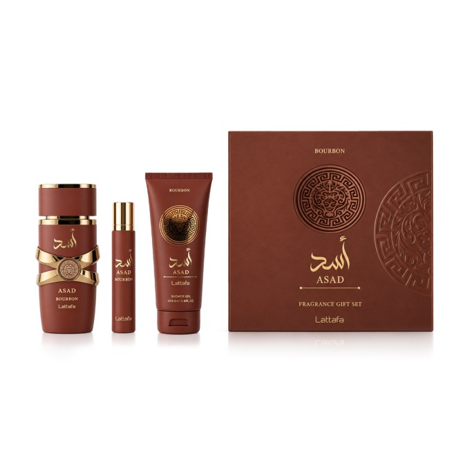 Lattafa Asad Bourbon EDP 100 ml + EDP MINI 12 ml + SG 100 ml vyrams