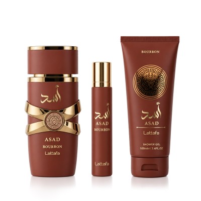 Lattafa Asad Bourbon EDP 100 ml + EDP MINI 12 ml + SG 100 ml vyrams