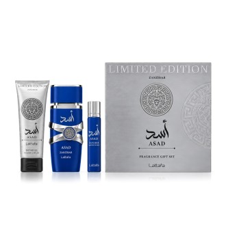 Lattafa Asad Zanzibar Limited Edition EDP 100 ml + EDP MINI 12 ml + SG 100 ml (man)